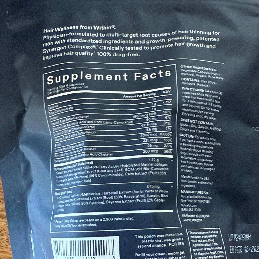 Nutrafol Men Hair Growth Nutraceutical Support Refill Bag 120 Capsules - Picture 5 of 6
